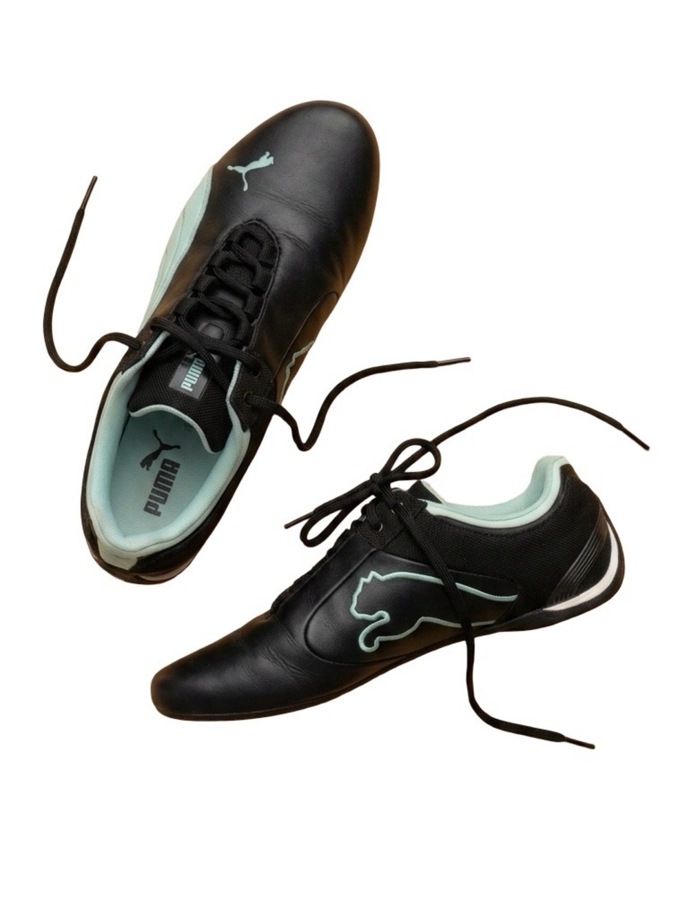 Puma Ballerina Low Profile Sneakers Athletic Flats Side Ties BTS Black Mint 8